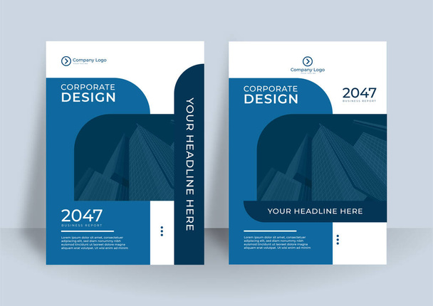 Corporate annual report or book design template. Also suitable for brochure, business card, magazine, poster, business presentation, portfolio, flier, banner, website. Cover design in A4 size - Vector, Image