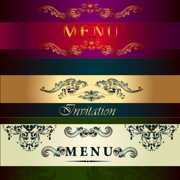 Set of vector menu cards in vintage style - Vetor, Imagem