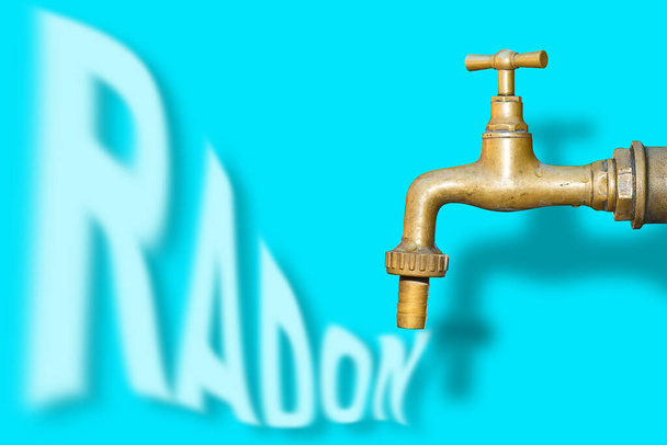 Tehlikeli doğal radon gazı içme suyu musluğundan su tesisatı ve hidrolik sisteminden sızar - kavramsal görüntü. - Fotoğraf, Görsel