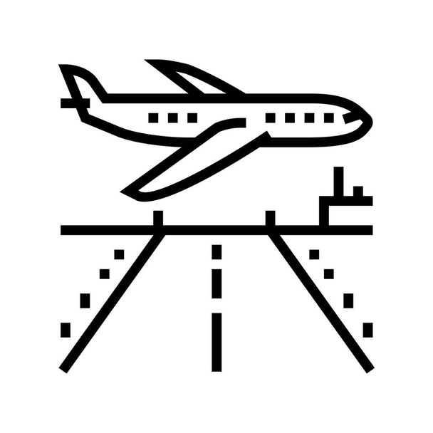 airport runway concrete line icon vector illustration - Vector, Image