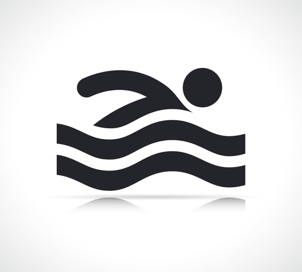 natação homem ícone isolado vetor preto design - Vetor, Imagem