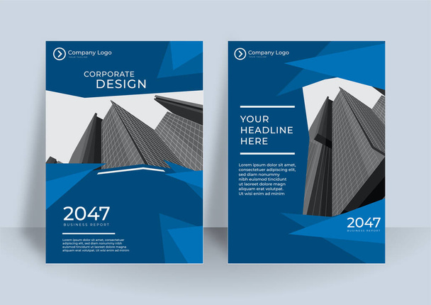 Modern blue cover design template. Graphic design layout with abstract graphic elements and space for photo background. Also for business card, magazine, poster, business presentation, flier, banner - Vector, Image