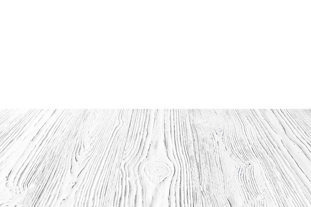 Prázdný bílý dřevěný povrch na bílém pozadí. Mockup pro design. - Fotografie, Obrázek