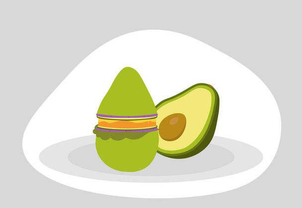 Avocado en veganistische avocado burger op het bord. - Foto, afbeelding