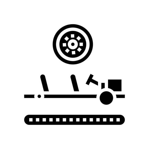 wheels installing car glyph icon vector illustration - Vector, Image