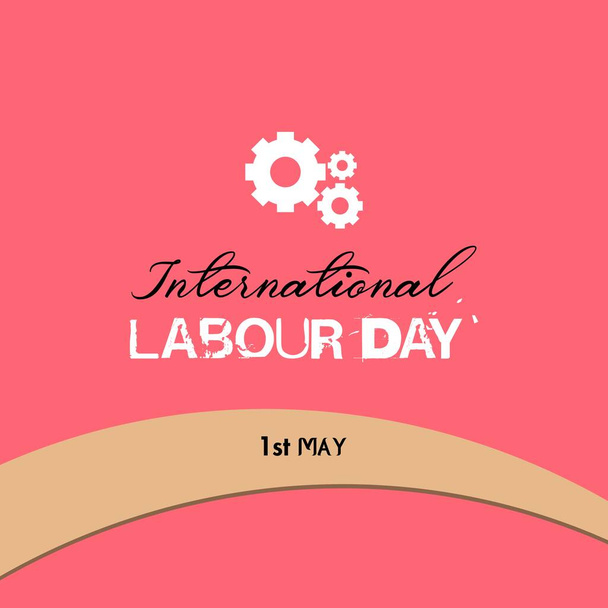 Typografie zum Internationalen Tag der Arbeit auf rosa Hintergrund. Zeichen setzen für einen glücklichen Tag der Arbeit.  - Vektor, Bild