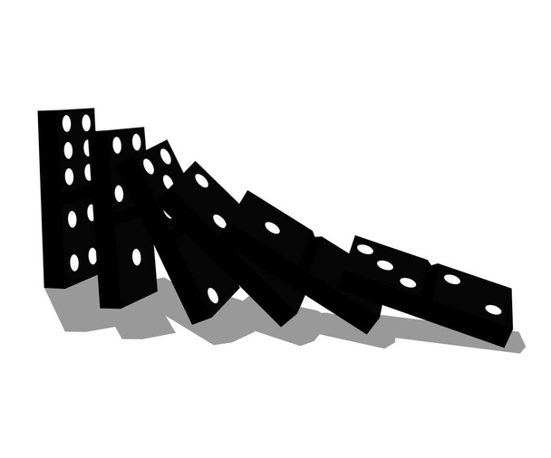 Fallende Domino-Knochen auf weißem Hintergrund. Symbol. Vektorillustration. - Vektor, Bild