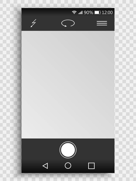 3d Screen of smartphone with camera interface. viewfinder display Template for your design - Vector, imagen