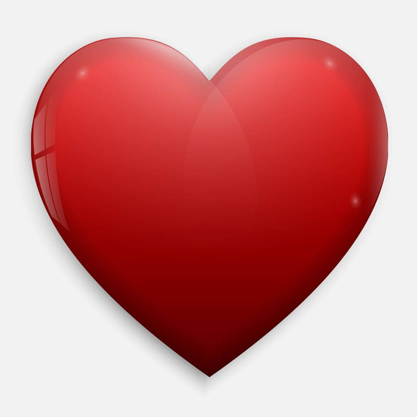 red Glossy Heart. Vector icon. Love symbol. Valentines Day or Wedding sign Template for your design - Vecteur, image