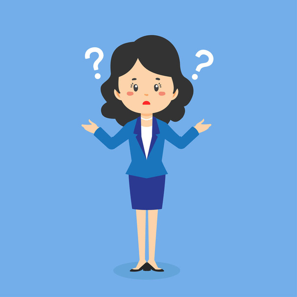 Business woman Confused with Question Mark - Vector, Image