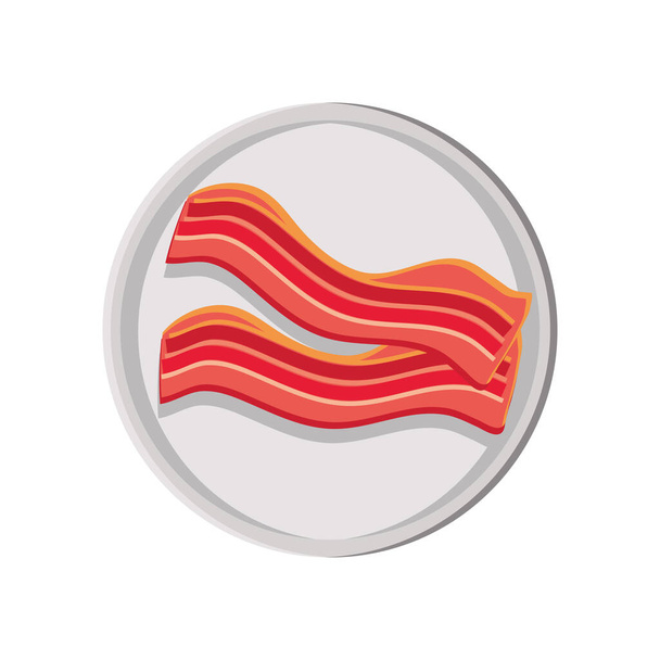 fried bacon on dish - Vector, Image