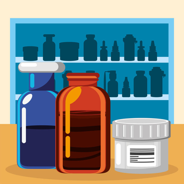 lékárničky s léčivými přípravky - Vektor, obrázek