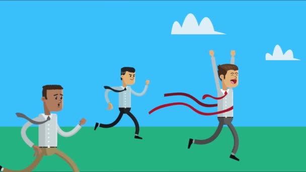 interracial hommes d'affaires équipe courir en course - Séquence, vidéo