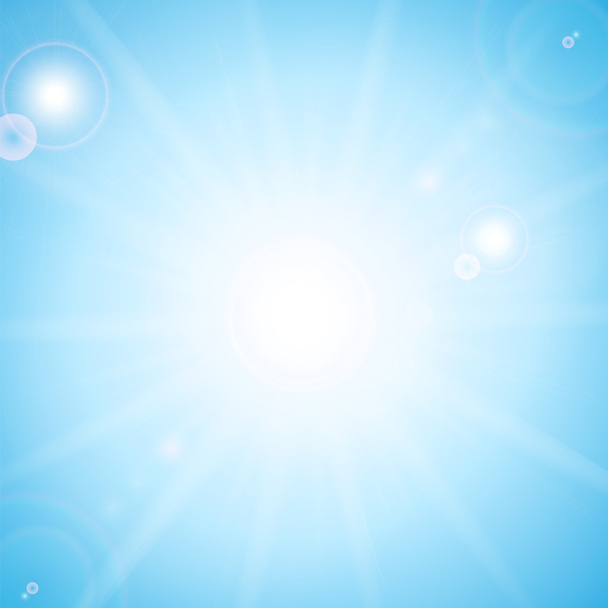 Soleil et rayons de soleil sur le fond du ciel bleu
  - Vecteur, image