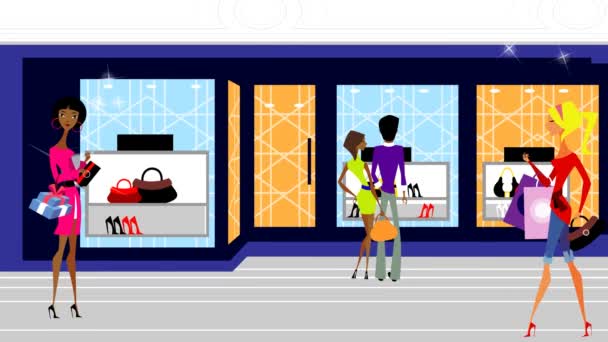 Animated video for advertising a store or brand. People are shopping. - Footage, Video