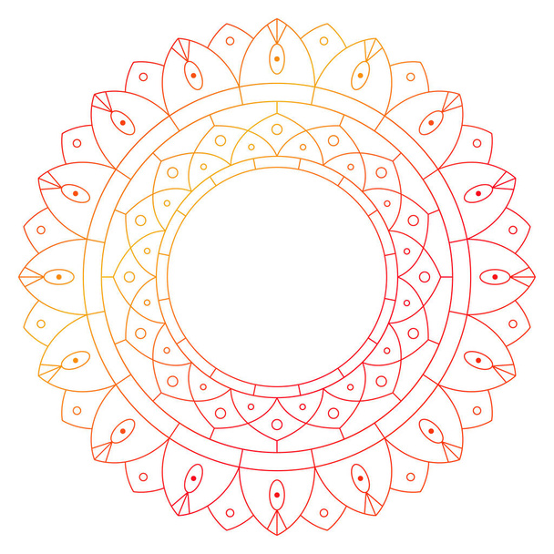 Circle frame in form of mandala. Pattern for Henna Mehndi or tattoo decoration. Decorative ornament in ethnic oriental style, vector illustration. - Vector, imagen