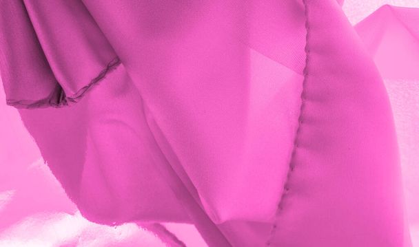 pink silk fabric, beautiful smooth elegant, wavy, crimson pink satin silk luxury fabric, abstract design. background texture, pattern - Photo, image