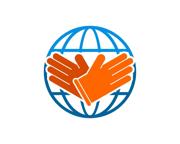 Globe terre abstrait avec gants de sécurité à l'intérieur - Vecteur, image