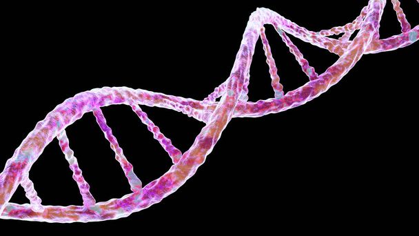 Molekula DNA, dvojitá šroubovice, 3D ilustrace. Genetické mutace a genetické poruchy - Fotografie, Obrázek