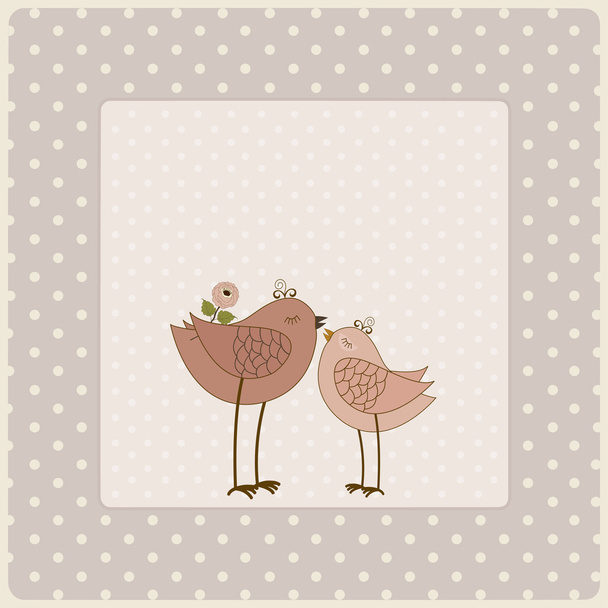Card with pair of birds - Вектор,изображение