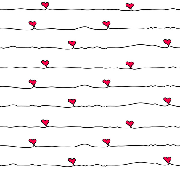 Seamless vector striped endless ornament - Happy Valentines Day holiday - Vektor, kép