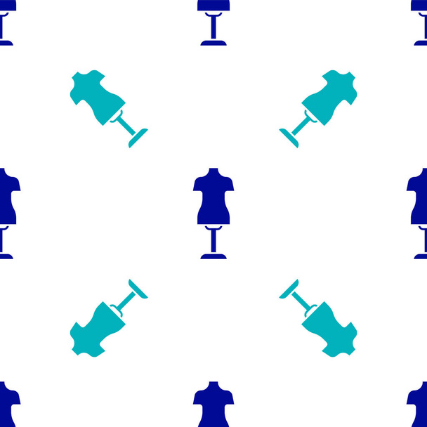 Blue Mannequin pictogram geïsoleerd naadloos patroon op witte achtergrond. Een staartpop. Vector. - Vector, afbeelding
