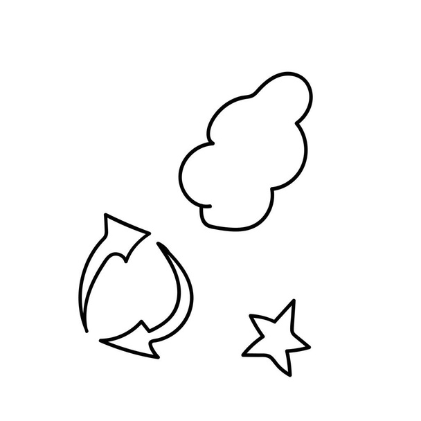 Вектор зірки каракулі, хмари та стрілки кола
 - Вектор, зображення