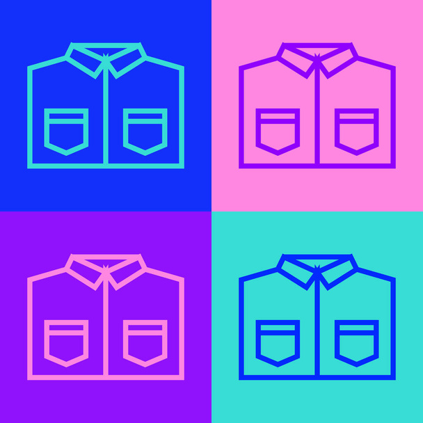 Pop art line Shirt icon isolated on color background.  Vector. - Vector, Image