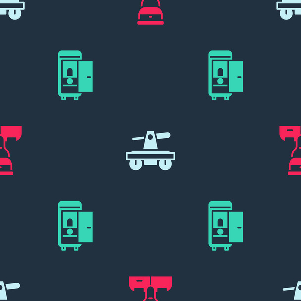 Set Train conductor, Draisine handcar and Toilet the train on seamless pattern. Vector. - Vector, Image
