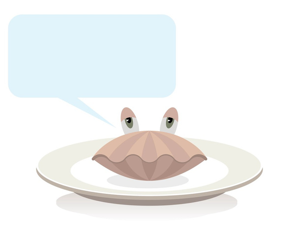 Shellfish on plate, cartoon concept - Vector, Image