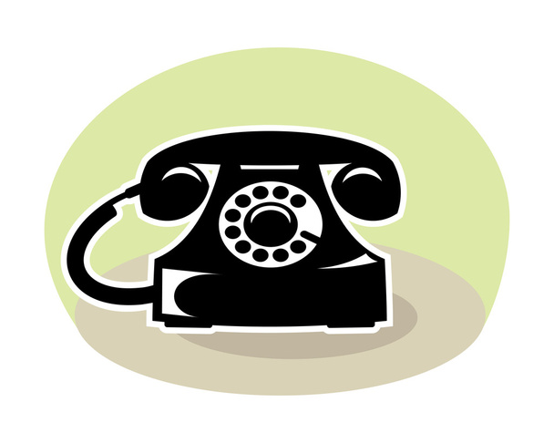 Old telephone, black and white color - Vector, Image
