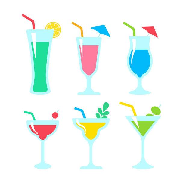 Vector cocktail glass. Colorful alcoholic juices Helps to stay fresh in the hot summer. - Διάνυσμα, εικόνα