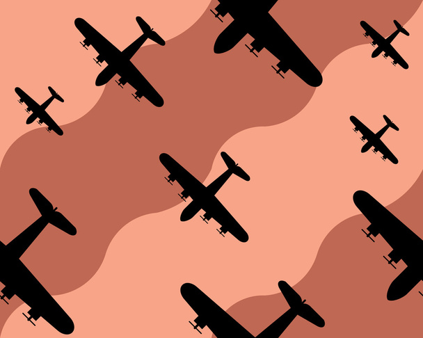 Old bomber background, seamless pattern - Vector, afbeelding