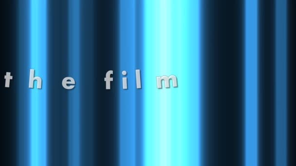 Videószöveg, 3D illusztráció, "A film vége". Volumetrikus fehér betűk, látványos mozdulattal, kék háttérrel. Felvételek a közösségi hálózatok, a projektek a munkák és filmek. - Felvétel, videó