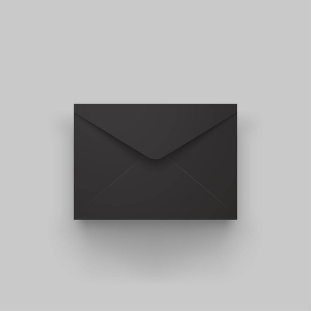 black color closed mail on gray back - Vector, imagen