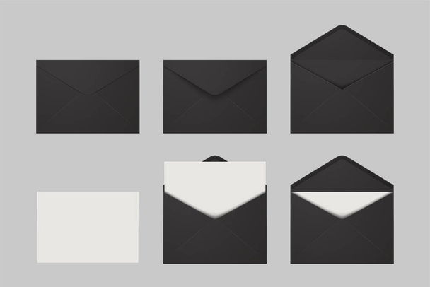 black isolated various conditions of mail set - Wektor, obraz