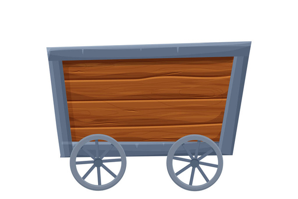 Mine troley, cart vector illustrated on white background in cartoon style (англійською). Ретро, підземний транспорт. Ігровий актив. - Вектор, зображення