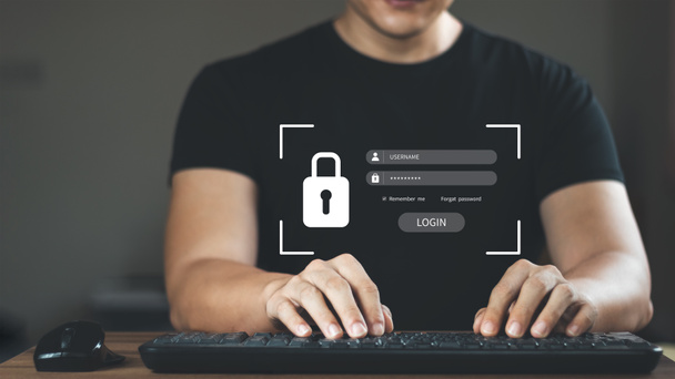 サイバーセキュリティ、情報セキュリティ、暗号化の概念、ユーザーの個人情報への安全なアクセス、安全なインターネットアクセス、サイバーセキュリティ. - 写真・画像