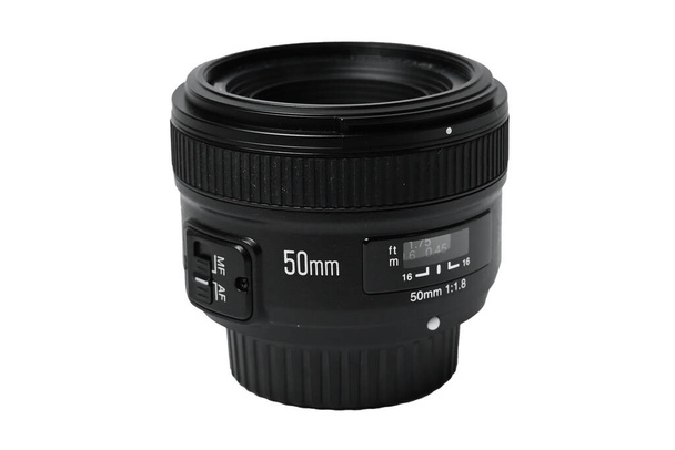 the 50mm focal lens is isolated on a white background - Photo, Image