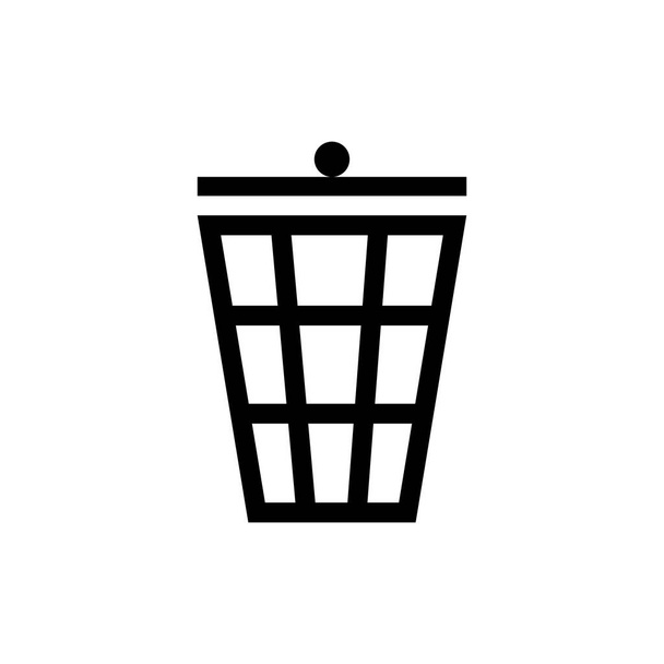 Lixo pode delinear ícone em um fundo branco. Remoção de lixo e ícone de limpeza. Ilustração em preto e branco isolada do vetor. - Vetor, Imagem