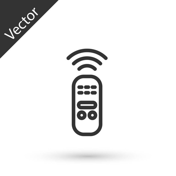 Grey line Smart remote control system icon isolated on white background. Internet of things concept with wireless connection.  Vector. - Vector, Image