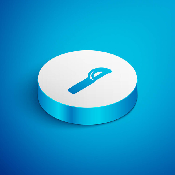 Isometric line Dental floss icon isolated on blue background. White circle button. Vector. - Vector, Image