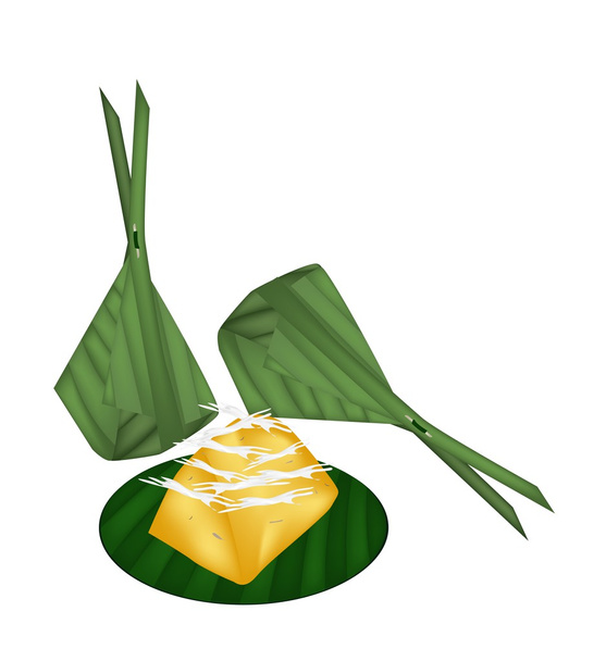 Toddy Palm Cake Wrap with Banana Leaves - Вектор, зображення