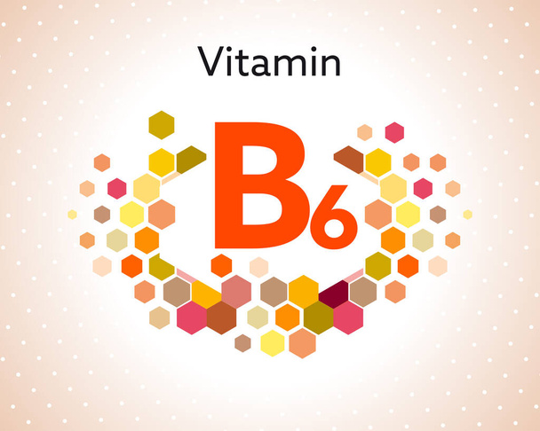 Witamina B6, Koncepcja witaminy B6, Ikona kompleksu witaminowego  - Wektor, obraz