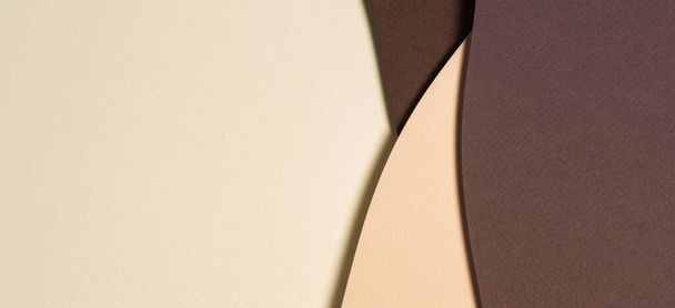 Абстрактные цветные бумаги геометрии композиции баннер фон с бежевым и коричневым тонами - Фото, изображение