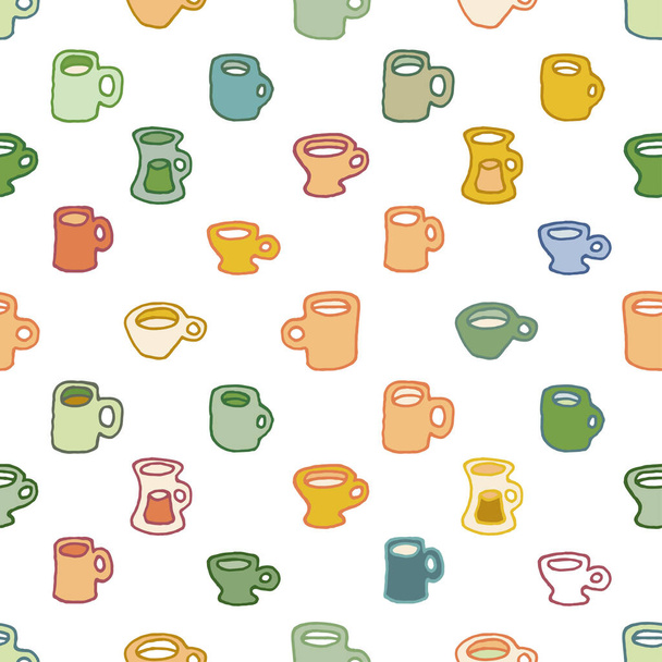 Pattern of cute cups for coffee and tea. Vector EPS 10 - Vektor, kép