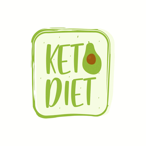 Das Keto-Diätetikett ist grün. Ernährung ist ein Zeichen für Ernährung. Ketogener Vektor auf weißem Hintergrund für ein Symbol, Logo, Schild, Etikett, Flugblatt. - Vektor, Bild