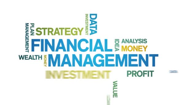 4k Financial Management Animated Tag Nube de palabras, Animación de texto bucle sin fisuras. - Metraje, vídeo