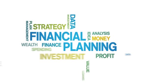 4k Financial Planning Animated Tag Word Cloud, Κείμενο Animation αδιάλειπτη βρόχο. - Πλάνα, βίντεο