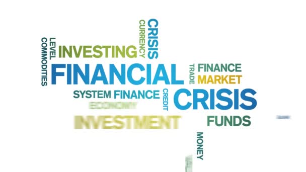 4k Financial Crisis Animated Tag Word Cloud, Σχεδιασμός κειμένου Κινούμενα σχέδια αδιάλειπτη βρόχο - Πλάνα, βίντεο